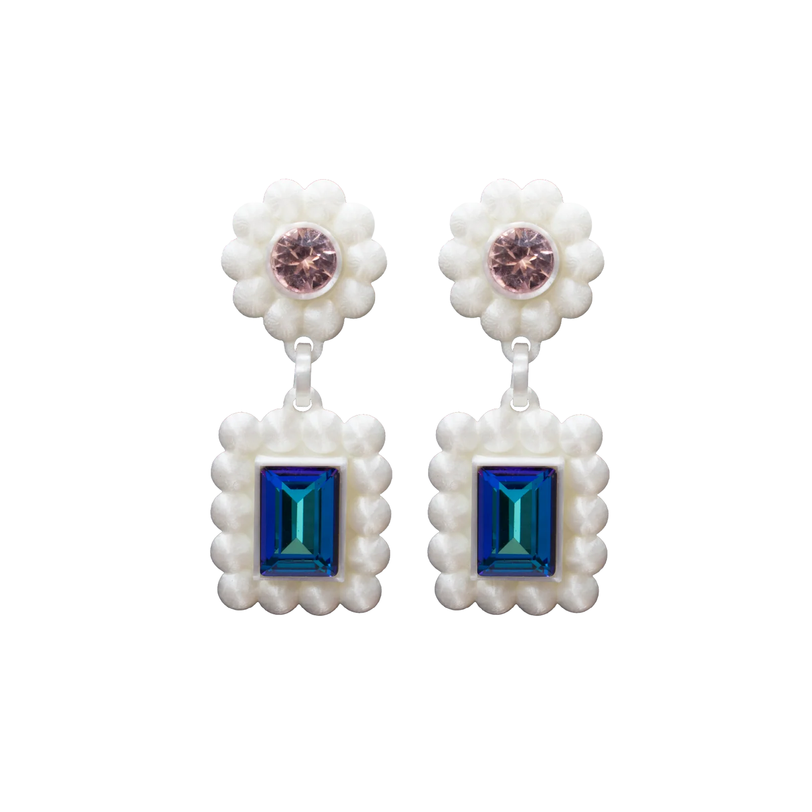 Crystal Royalty Earrings — Double Rectangular