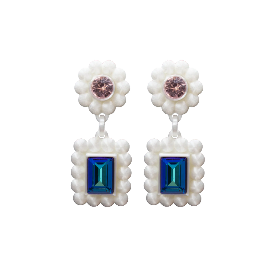 Crystal Royalty Earrings — Double Rectangular