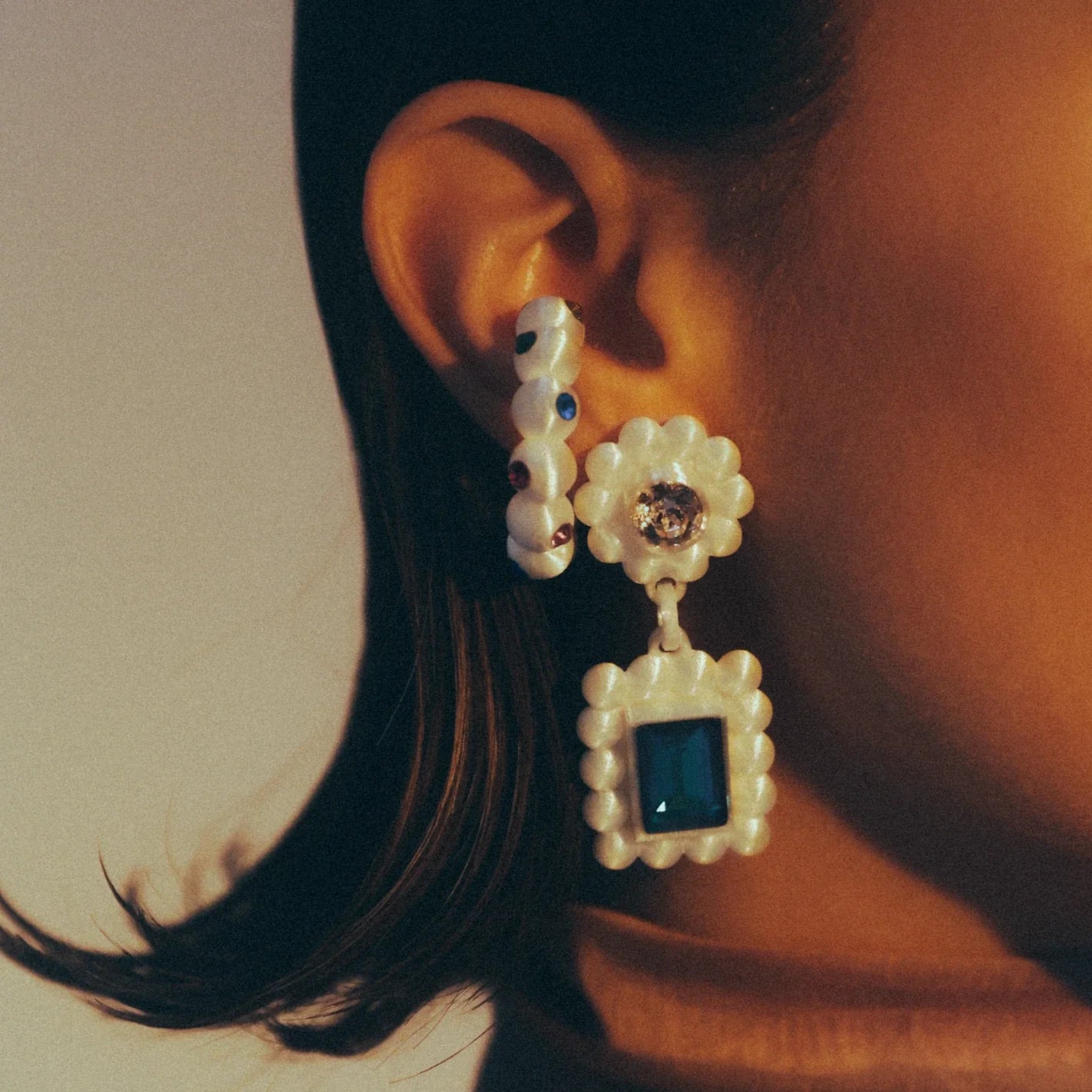 Crystal Royalty Earrings — Double Rectangular